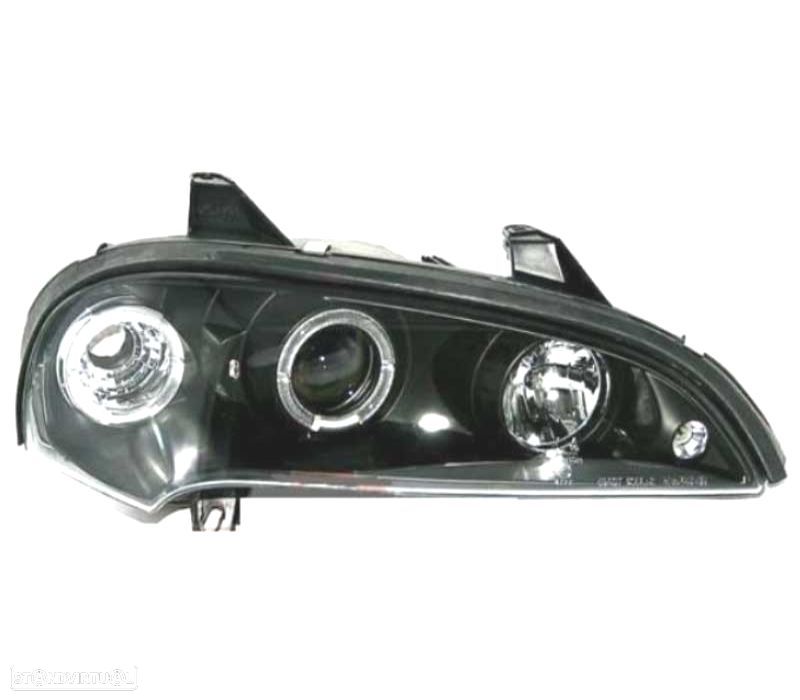 FARÓIS FRONTAIS ANGEL EYES PARA OPEL TIGRA 94-00 FUNDO PRETO - 2