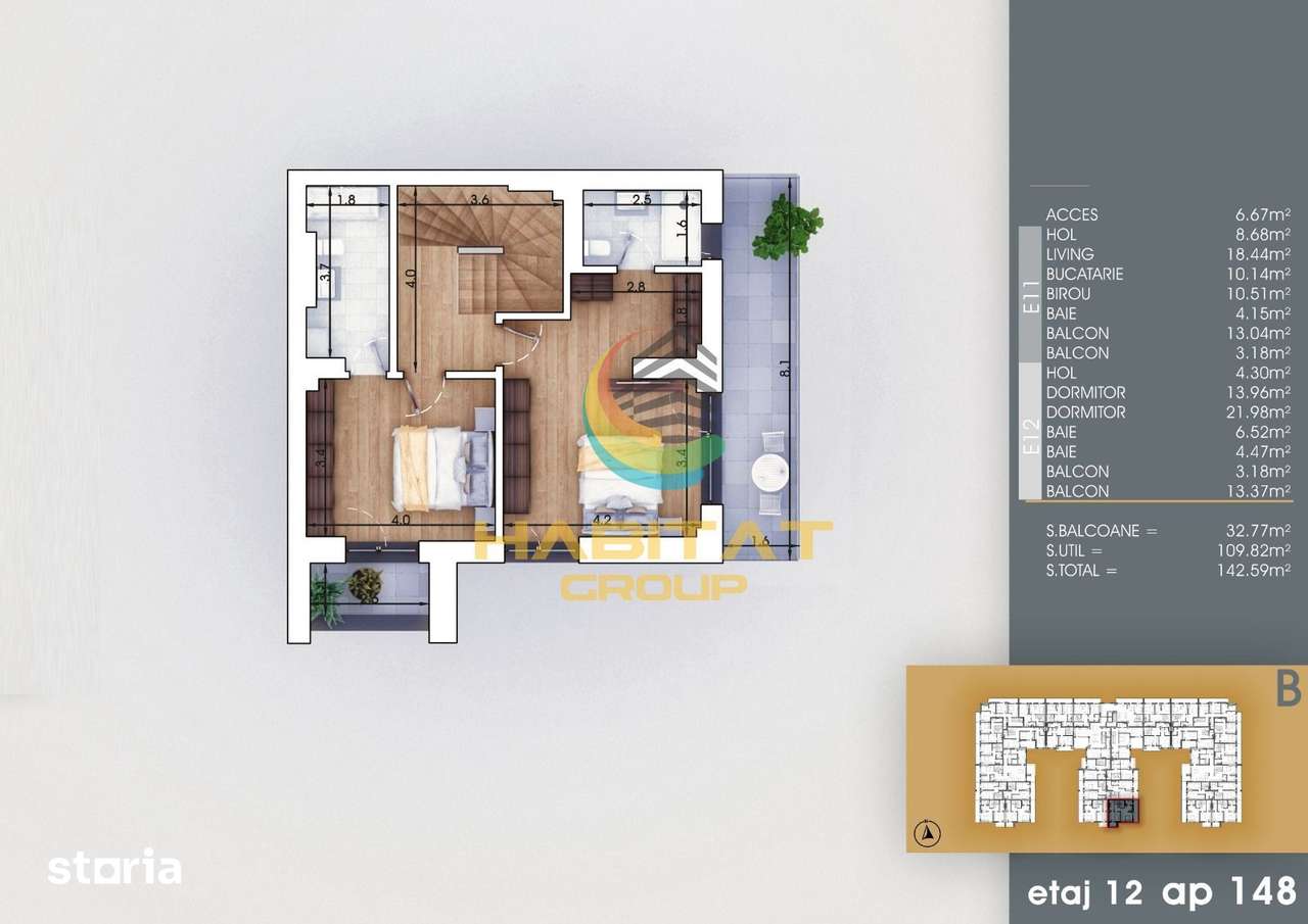 Pallady 4 camere tip duplex 143 mp la 8 minute metrou Teclu — fotografia 3