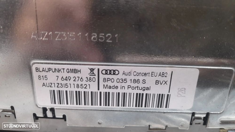 RADIO AUTORADIO LEITOR CD AUDI A3 8P 8P0035186S 8P0035186 CONCERT DISPLAY COMANDOS COMUTADOR PAINEL CONTROLO COMUNICAÇÃO - 7