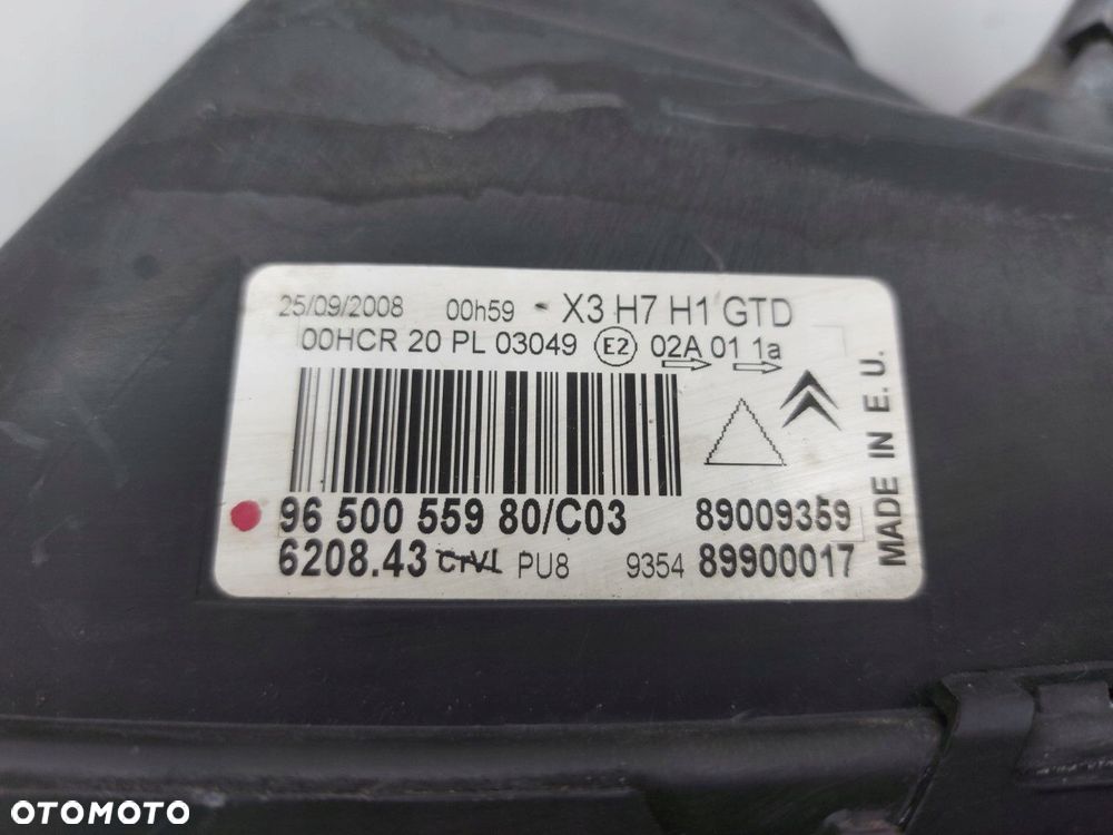 Reflektor lampa przód lewa Citroen C5 I FL 2004-2008 R 9650055980C03 - 4