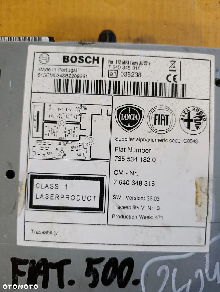 FIAT 500 RADIO RADIOODTWARZACZ 7355341820 - 4