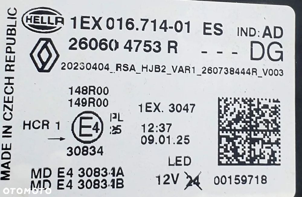 Renault Captur Reflektor Lewy 260604753R - 8