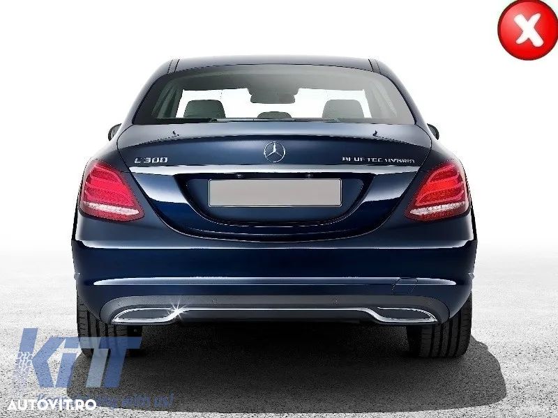 Difuzor Bara Spate cu Ornamente compatibil cu Mercedes C-Class W205 (2014-2020) C63 Design Negru - 6