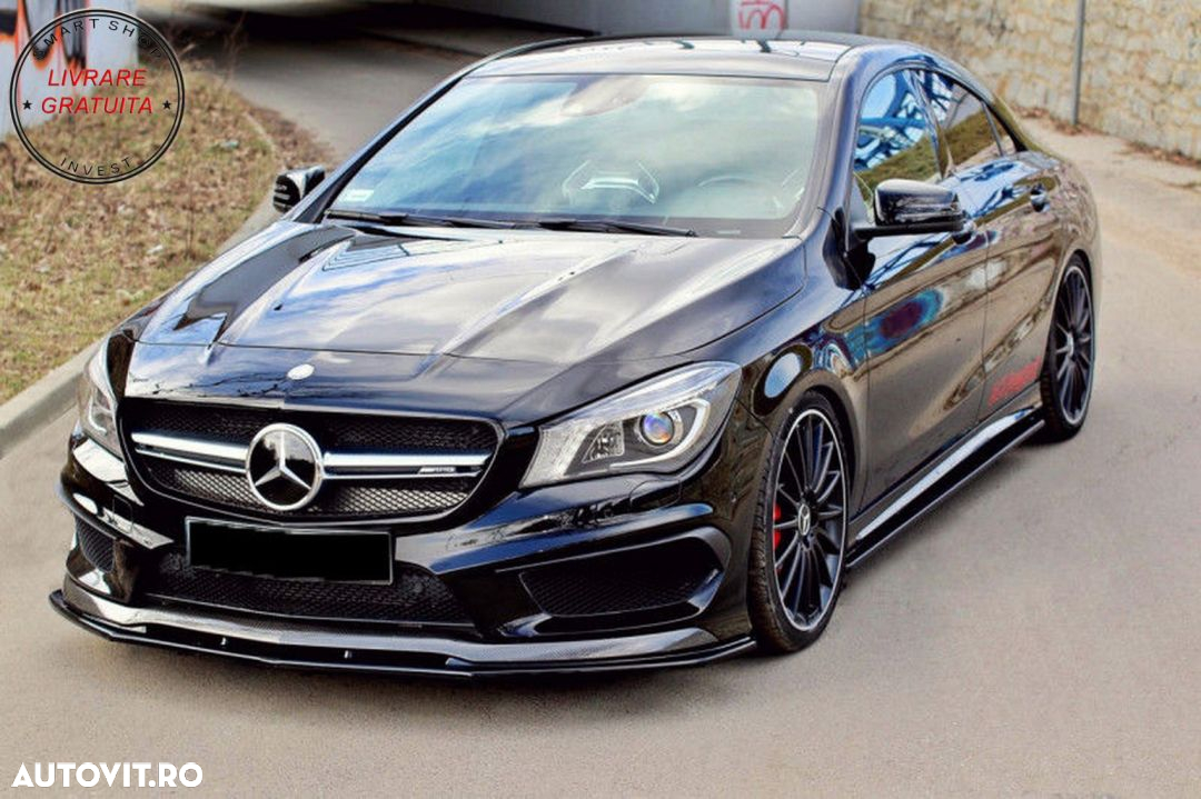 Prelungire Bara Fata Mercedes CLA45 C117 X117 (2013-2016) Negru Lucios- livrare gratuita - 9