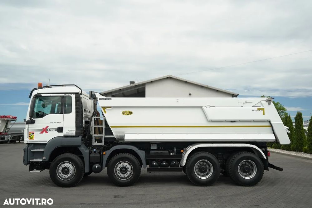 MAN TGS 35.460 / 8X4 / BASCULĂ SPATE / CLAPETĂ HIDRAULICĂ / MEILLER KIPPER / AUTOMAT / ANVELOPE 100% / PERDIERĂ ELECTRICĂ / EURO 6 - 9