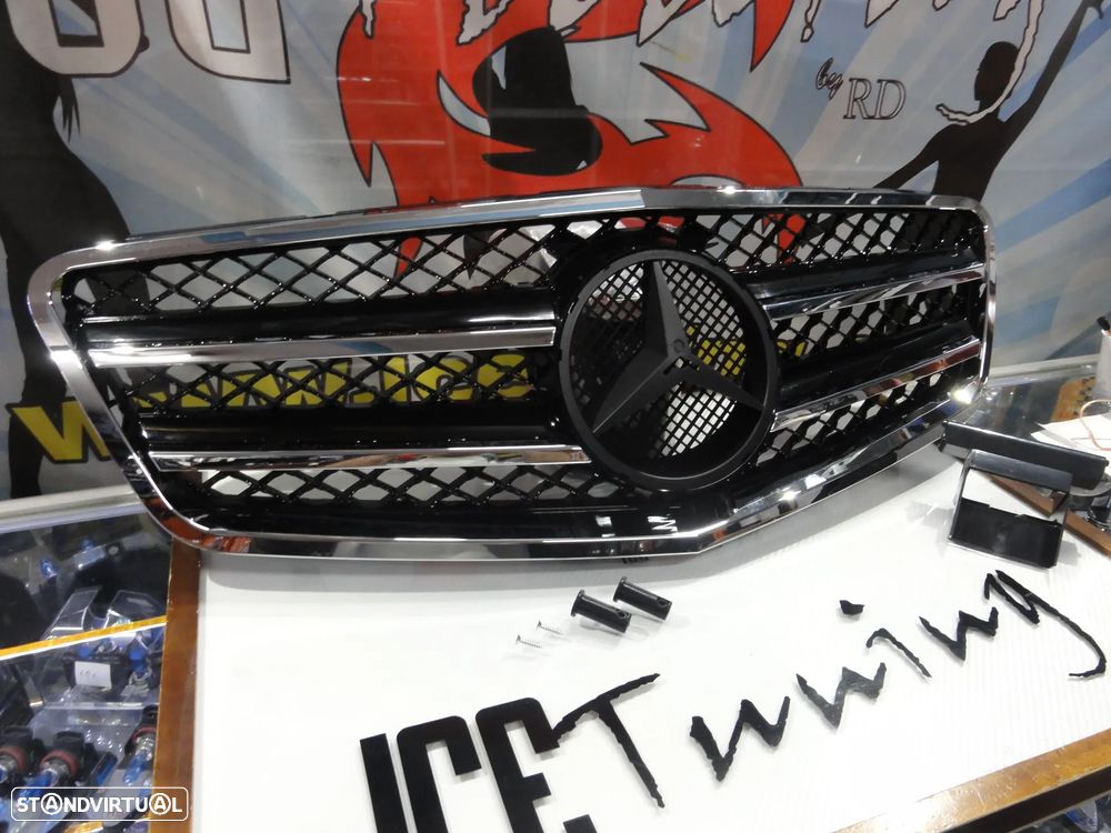 Grelha frontal para Mercedes E-Classe W212 / S212 2009-2013 AMG / E63 look em cromado e preto piano brilhante em plástico ABS - 2