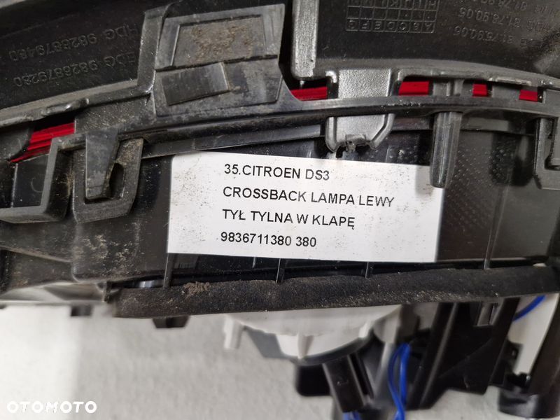 CITROEN DS3 CROSSBACK LAMPA LEWY TYŁ TYLNA W KLAPĘ 9836711380 - 6