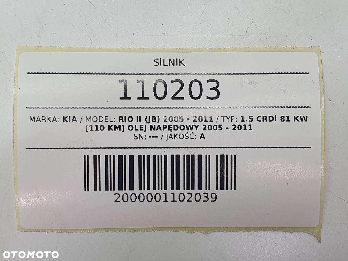 SILNIK KOMPLETNY D4FA KIA RIO II 1.5 CRDI 110 DIESEL 2006 - 10