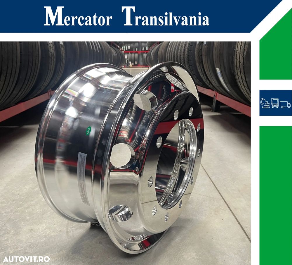 Janta NOUA  Aliaj 9.00X22.5 Jantax Ranforsata 10 prezoane, 105 mm intre prezoane, fiu 280 mm, flansa laterala Valva interioara,ET176.5, max.4125 kg Toate Pozitiile - 1