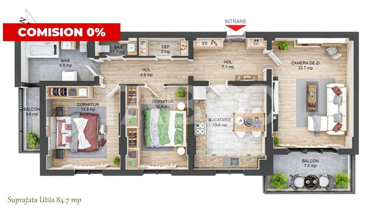 Apartament decomandat cu 3 camere 85 mpu 2 balcoane 2 bai Rahovei — fotografia 3