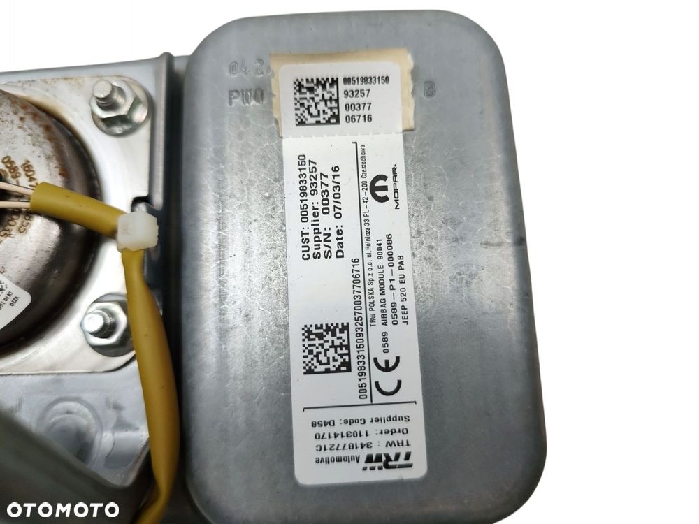 PODUSZKA AIRBAG PASAŻERA JEEP RENEGADE (2014-2018) 00519833150 - 3