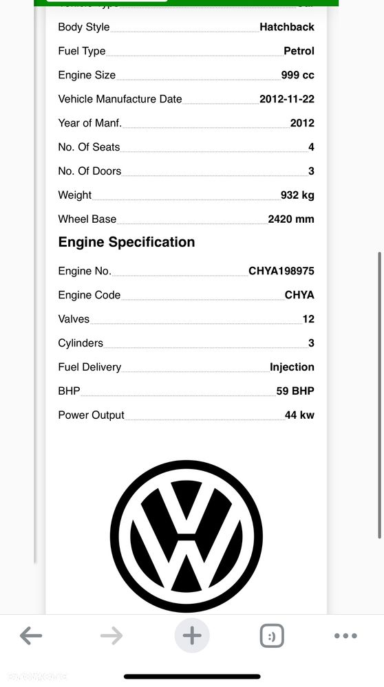 Silnik kompletny  vw up Polo  seat skoda CHYA CHY film video 1.0 VAG 60KM / 44kW CHYA - 9