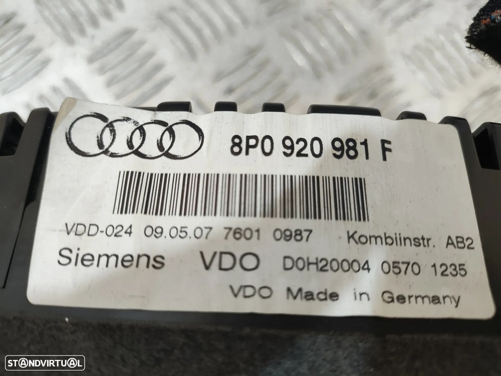 QUADRANTE MOSTRADOR PAINEL INSTRUMENTOS AUDI A3 8P 8P1 FASE II 2 SLINE S-LINE S LINE 8P0920981F 8P0920981 - 8