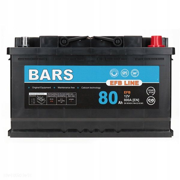 Akumulator Bars EFB LINE 12V 80Ah 800A L4 StartStop P - 21,6 kg - 4