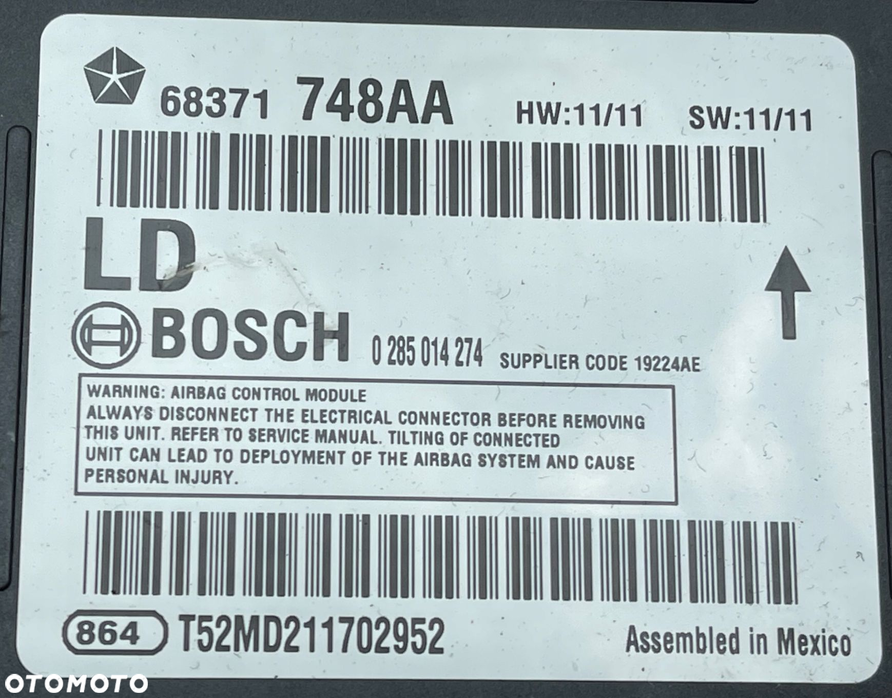 P6 DODGE CHARGER 2018 5.7 V8 MODUŁ AIRBAG PODUSZEK POWIETRZNYCH 68371748AA - 3