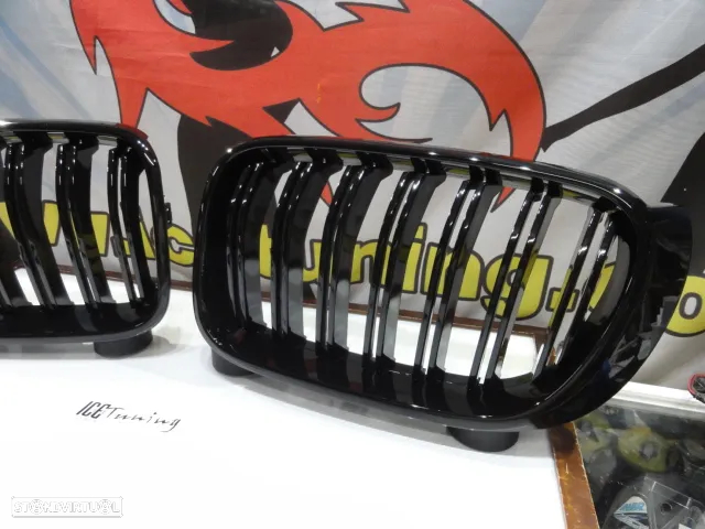 Grelha frontal em preto piano brilhante para BMW X3 F25 LCI 2014-2017 M4 look / dupla lâmina em plástico ABS - 11
