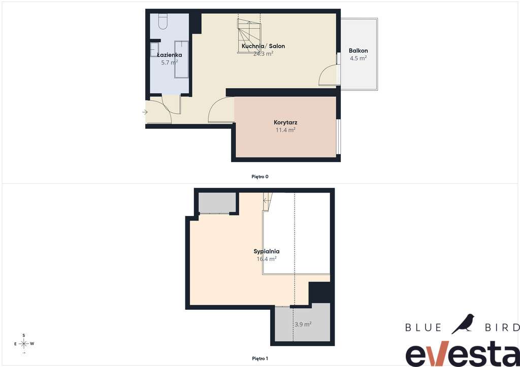 Ołtaszyn | Dwupoziomowe 58 m² | garaż | balkon