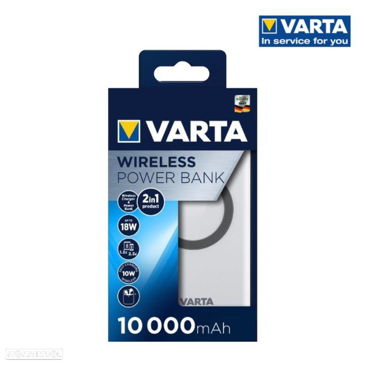 powerbank varta wireless power bank 10000 + cabo de carregamento, 10000mah - 4