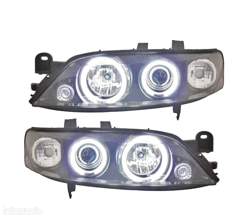 FARÓIS ANGEL EYES CCFL OPEL VECTRA 96-98 FUNDO PRETO - 1