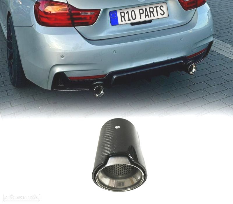 PONTEIRA DE ESCAPE BMW LOOK M CARBONO REDONDA - 1