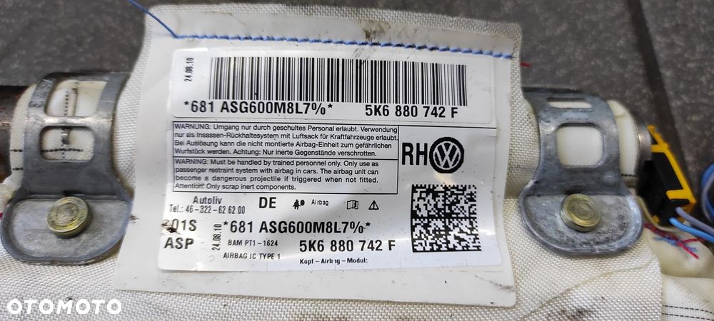 KURTYNA AIRBAG LEWA PRAWA  5K6880741/2F VW GOLF VI HB - 3