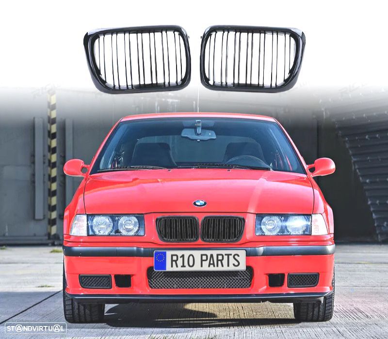 GRELHAS FRONTAIS BMW E36 96-99 LOOK M PRETO BRILHANTE - 2