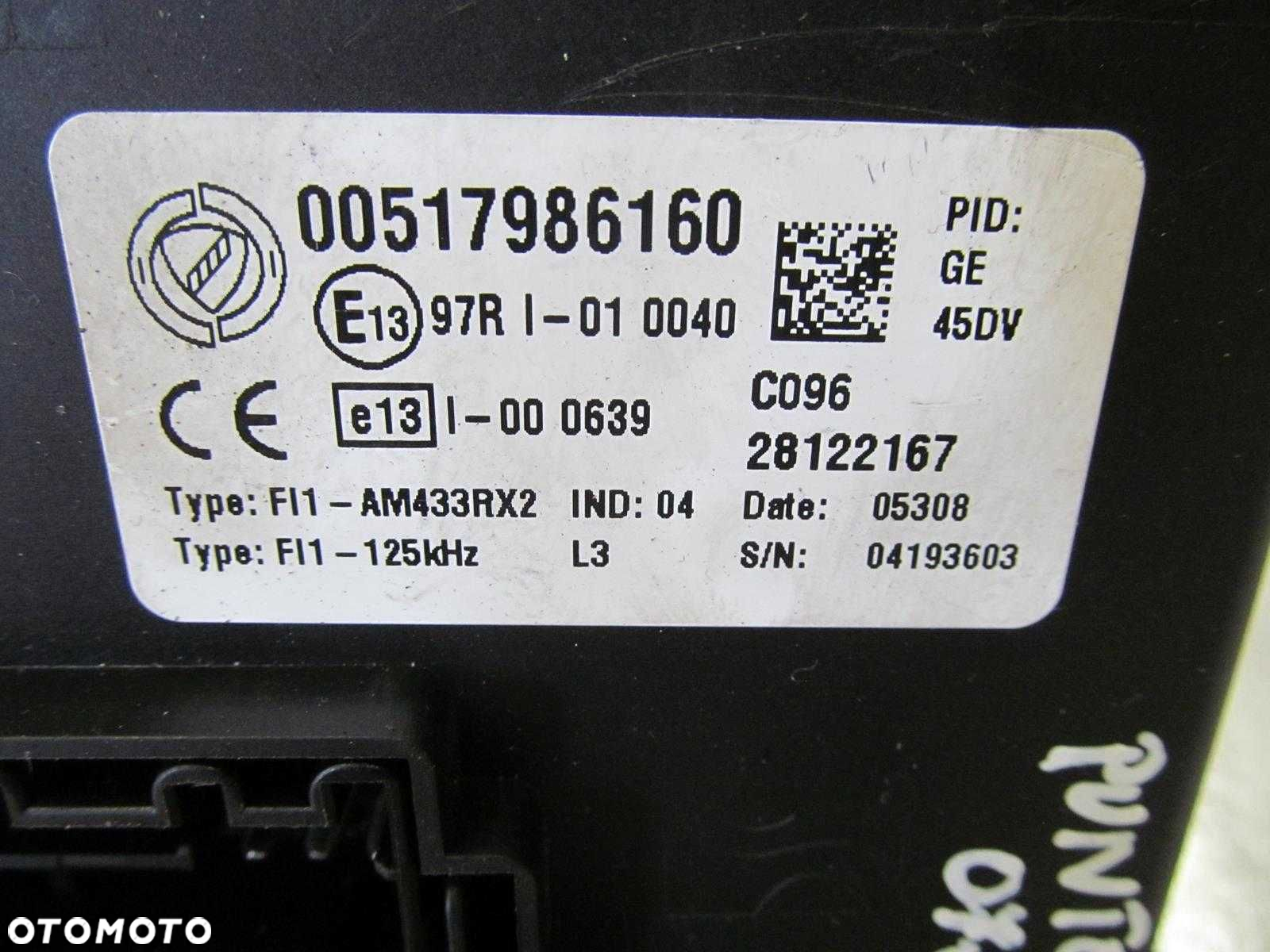FIAT GRANDE PUNTO 05-09 SKRZYNKA BEZPIECZNIKOW 00517986160 - 4