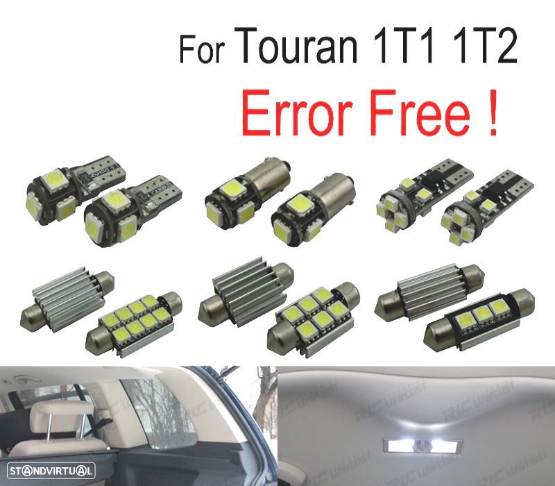 KIT COMPLETO DE 14 LAMPADAS LED INTERIOR PARA VOLKSWAGEN VW TOURAN 1T1 1T2 03-10 - 1