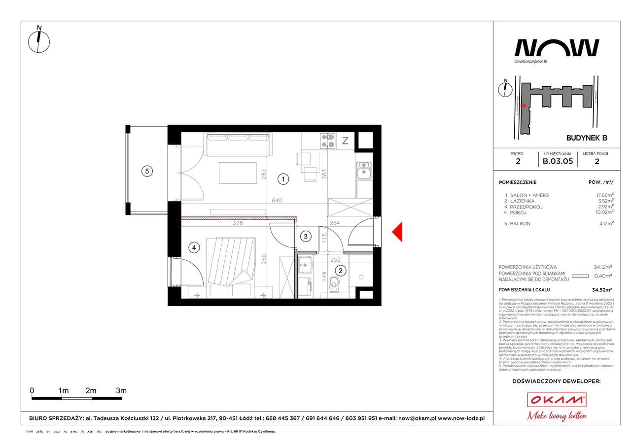 2-pokojowe mieszkanie 34m2 + balkon - Pełny obrazek: 2/8