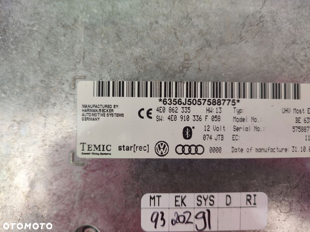 Moduł sterownik BLUETOOTH AUDI A6 C6 4E0862335 - 3