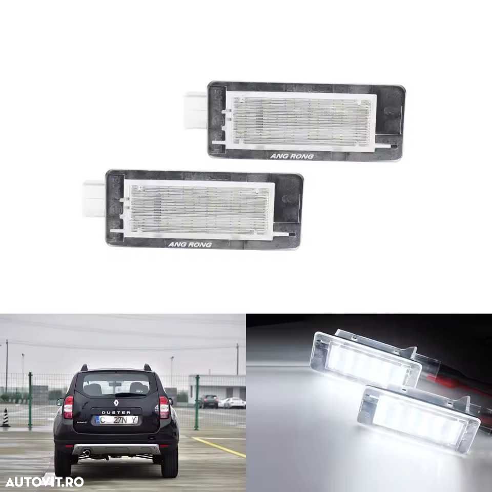 Lampi Numar LED Portbagaj Dacia Renault Duster Logan Lodgy, ALB RECE - 2