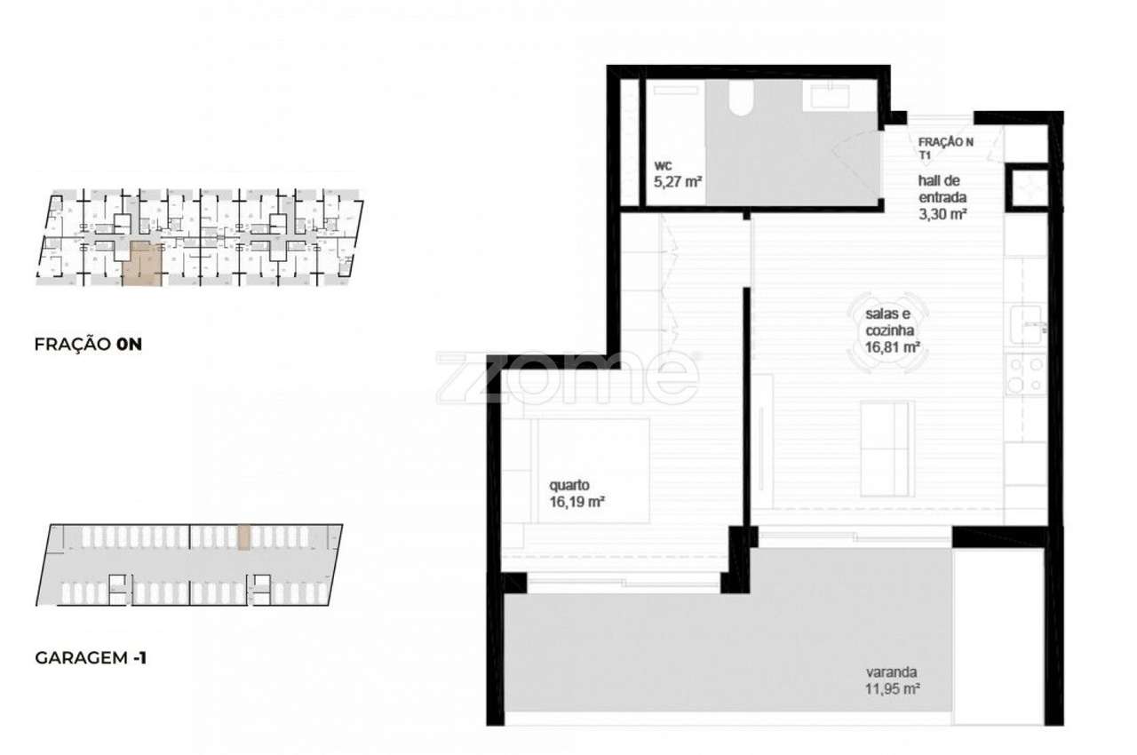 Apartamento T1 (0N) localizado no piso 0, com área total de 71.9 m2. - Grande imagem: 2/23