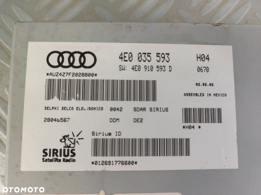 4E0035593 moduł tuner sterownik radia radiowy AUDI Q7 4L 05- A6 C6 A8 D3 - 6