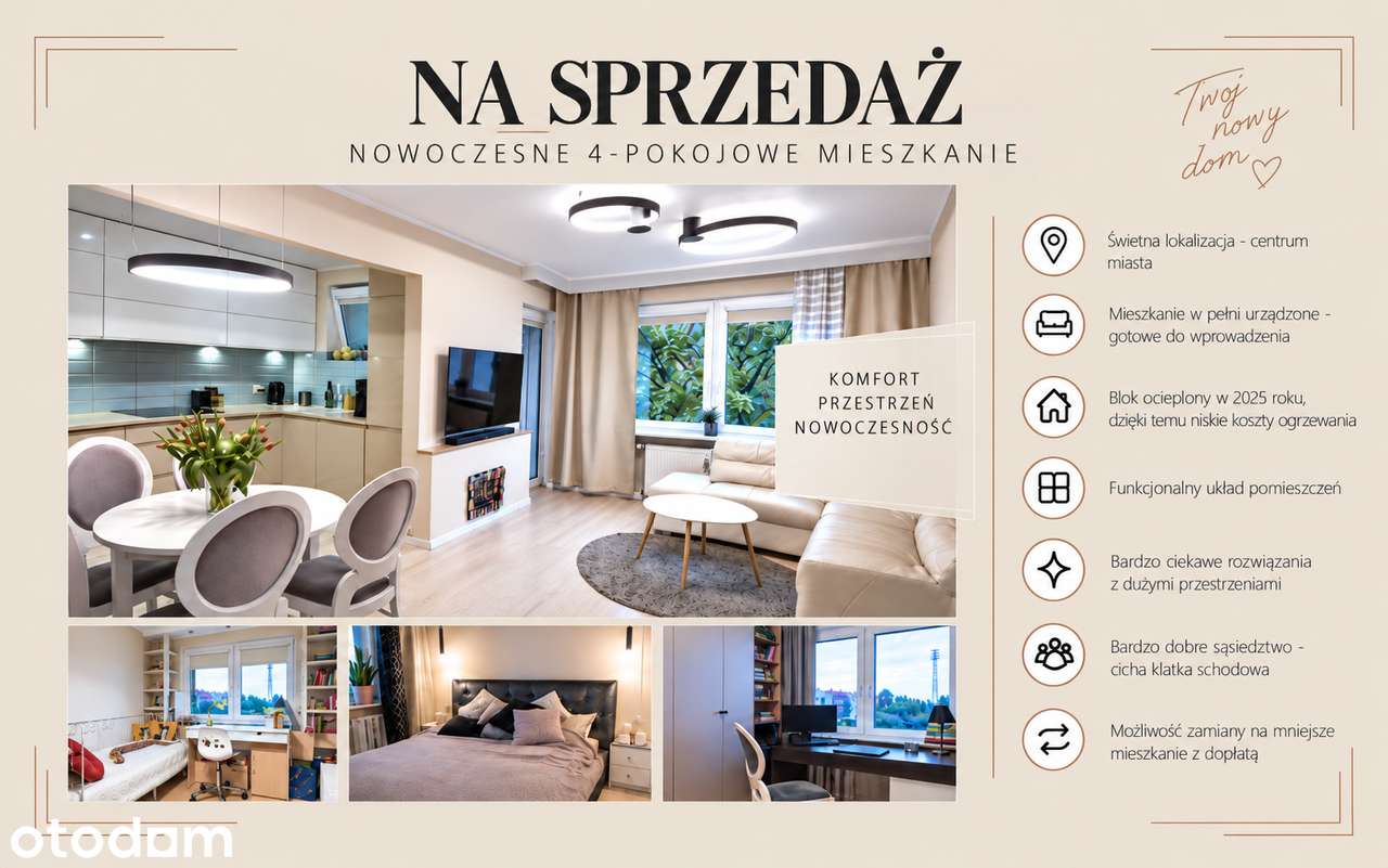Mieszkanie na sprzedaż, 4 pokoje, 72 m², Chodzież