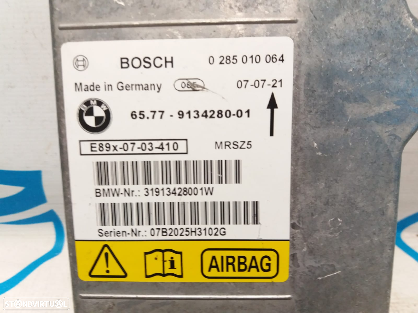 CENTRALINA ECU SENSOR AIRBAG BOSCH BMW 6577913428001 913428001 9134280 0285010064 31913428001W 07B2025H3102G BMW 1 E87 120D 16V 177CV N47D20A E81 E82 E88 SERIE 3 E90 E91 E92 E93 - 6