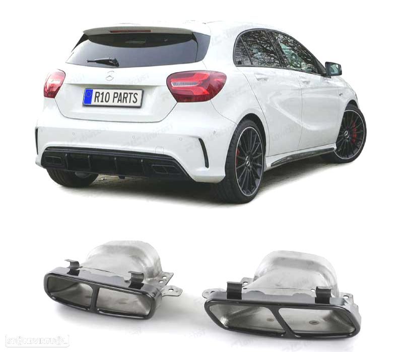 COLAS DE ESCAPE MERCEDES AMG W176 13-18 CLA W117 13-18 GLA X156 14-19 A45 AMG PRETAS - 2