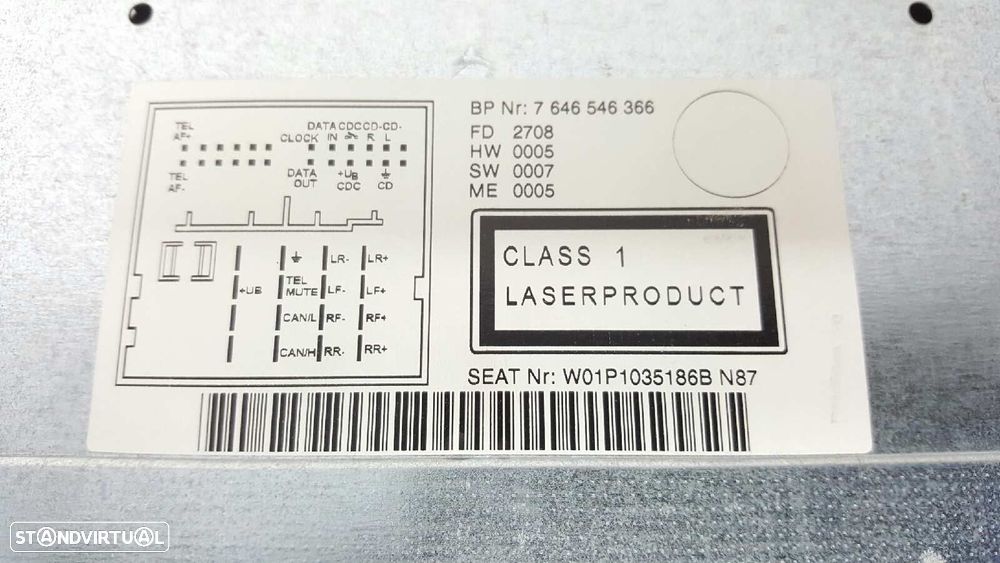 SISTEMA AUDIO / RADIO CD SEAT LEON (1P1) FR 1 - 2