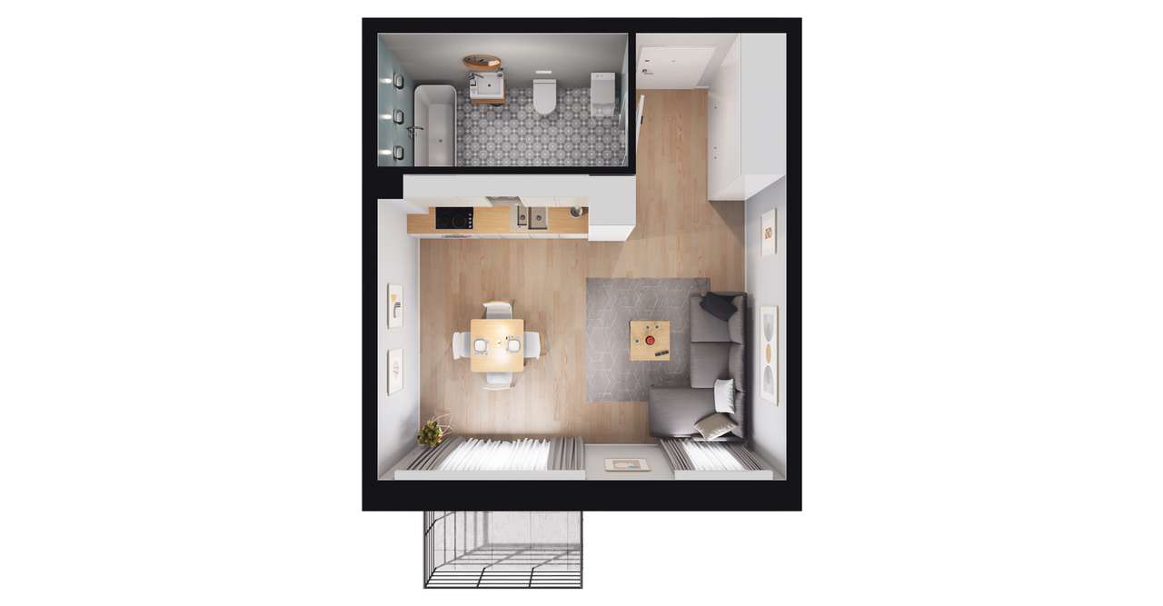 1-pokojowe mieszkanie 28m2 + balkon Bez Prowizji - Pełny obrazek: 2/7