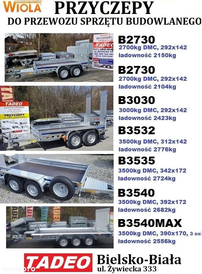 Wiola B3540 MAX 3 osie 3,5t pod koparkę - 3