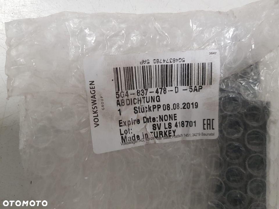 VW GOLF VII 7 LISTWA ZGRANIAJĄCA PRAWA DRZWI PRZÓD 4D NOWA ORYGINAŁ 5G4837478D - 3