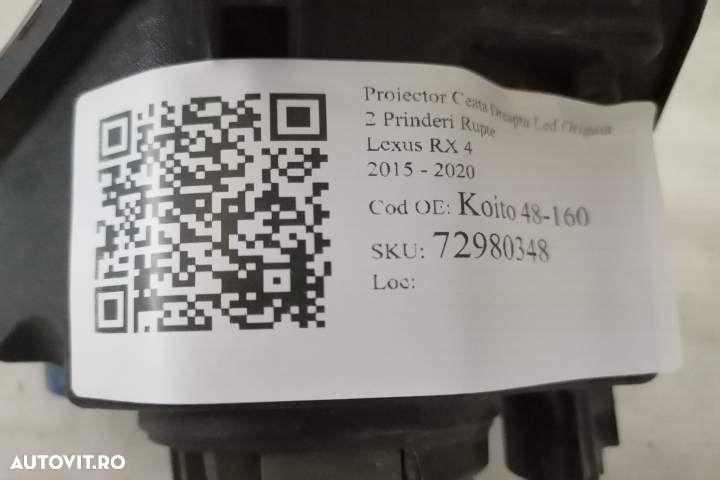 Proiector Ceata Dreapta Led Origina 2 Prinderi Rupte Lexus  RX  4 [201 - 7