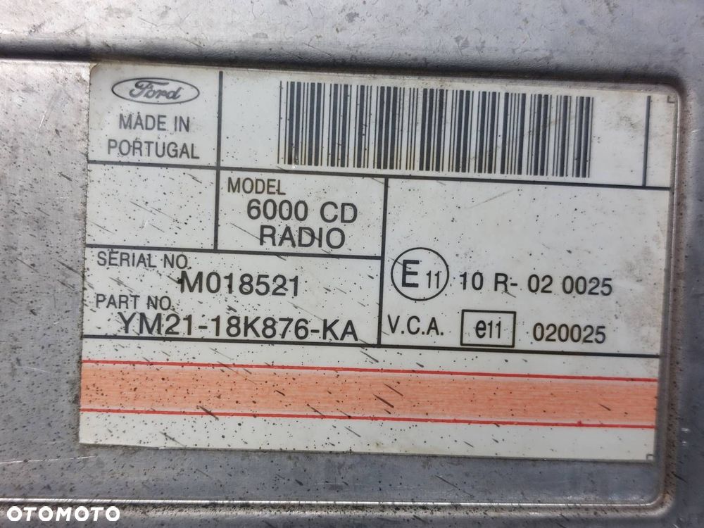 RADIO ODTWARZACZ FORD PUMA I YM21-18K876-KA 6000 CD RADIO ID: 238542 - 3