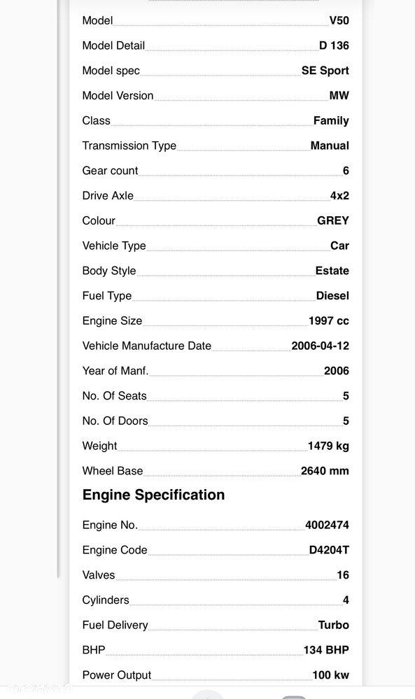Volvo V50 2.0d 2006r Skrzynia biegów 6M5R-7002-DA - 6