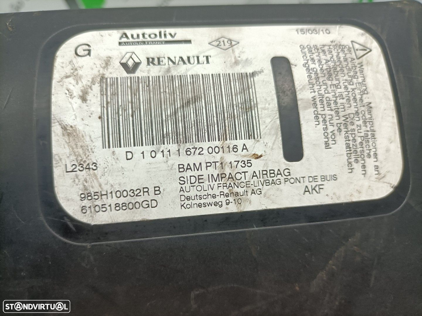 Airbag Banco  Renault Megane Iii Hatchback (Bz0/1_) - 3