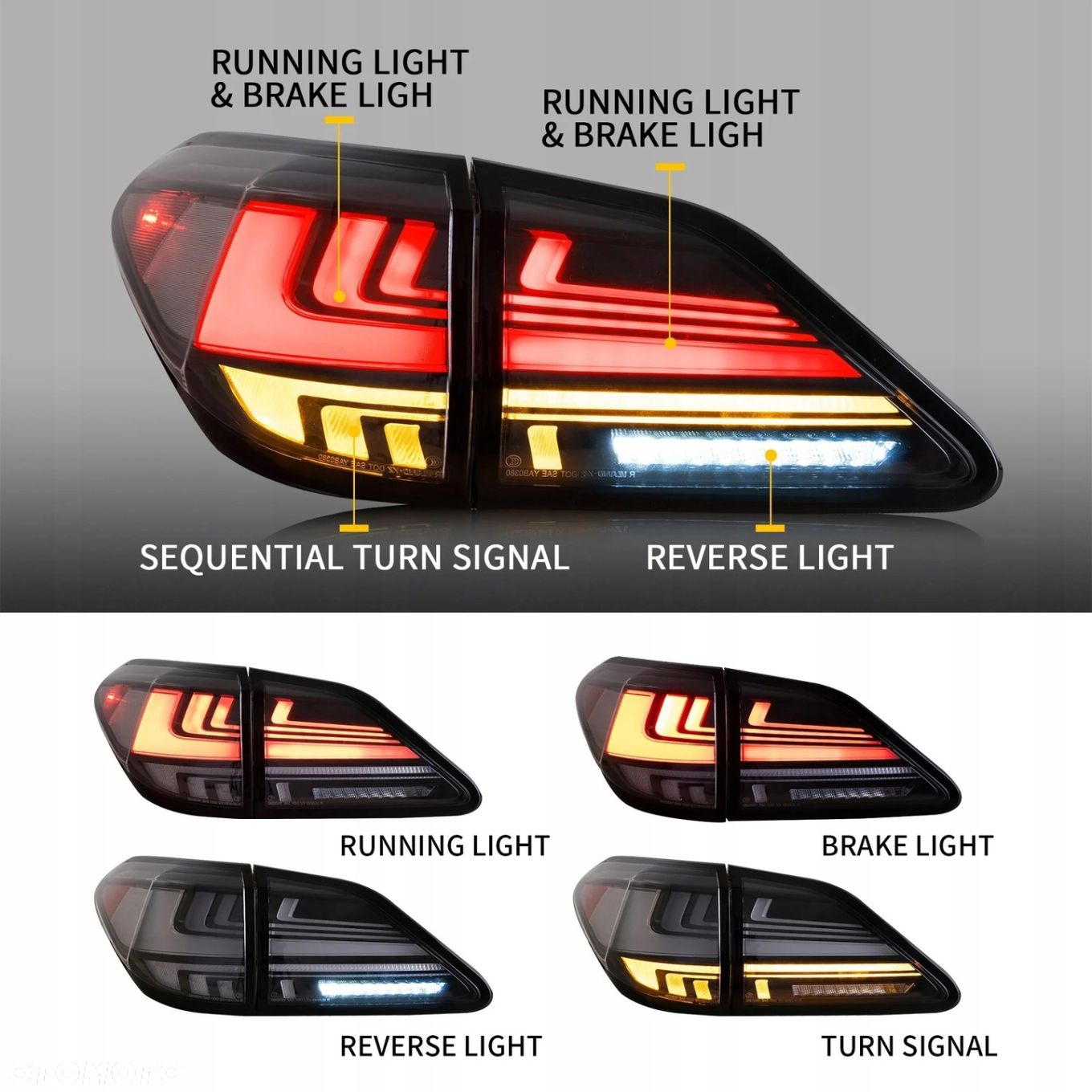 Lampy tyl ne kpl Vland Full Led Neon Diody Tuning Lexus RX III 3 2009-2015 - 8