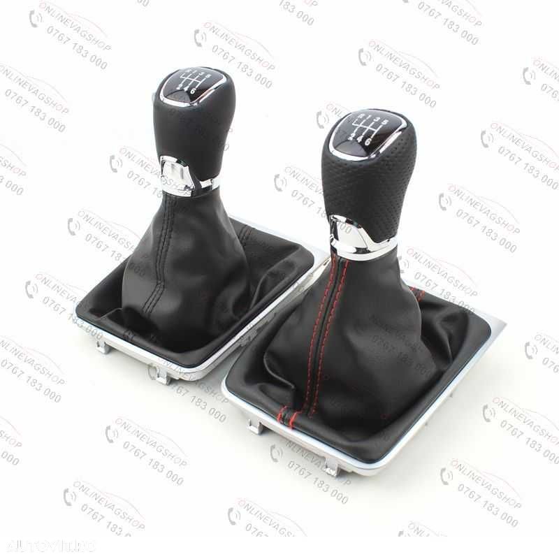 Nuca schimbator piele 4x4 Passat B6,CC,3C,B7 in 5 sau 6 viteze cu manson - 7