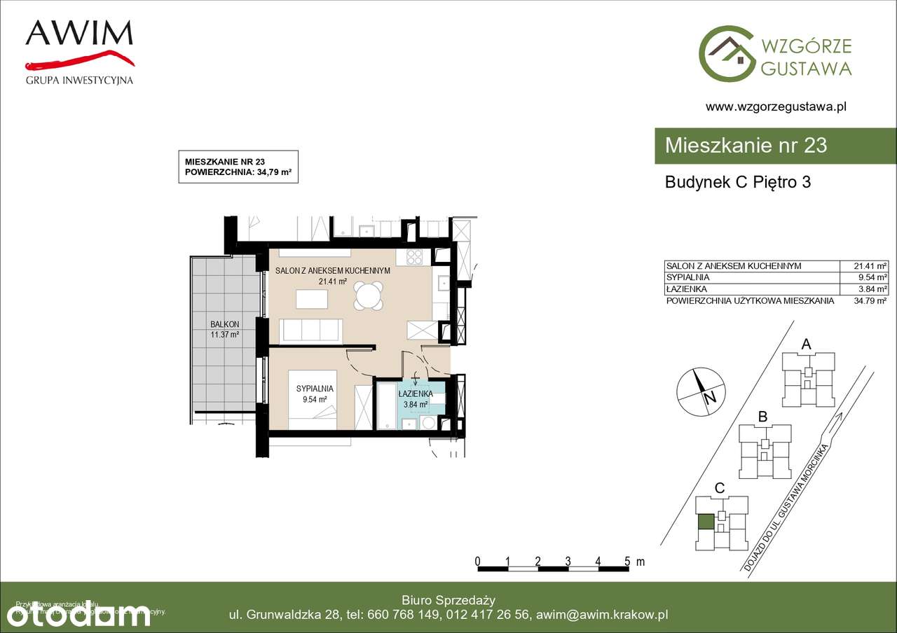 2-pokojowe mieszkanie 34,79m2+balkon_C23 - Pełny obrazek: 2/5