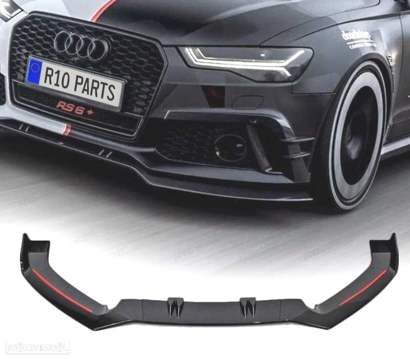 SPOILER LIP FRONTAL AUDI A6 LOOK RS6 16-18 PRETO - 1