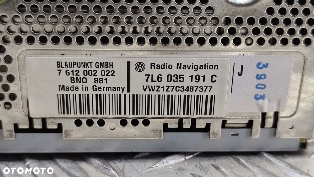 VW TOUAREG 7L 03-09R RADIO CD NAWIGACJA KOD ORYGINAL 7L6035191C 7L6035191 C - 7