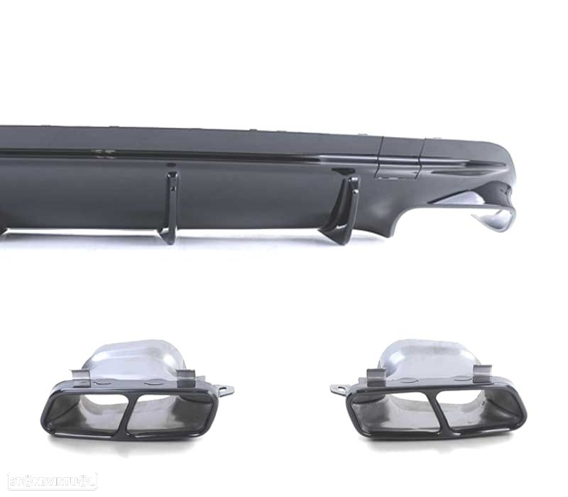 DIFUSOR MERCEDES CLA C117 16-19 LOOK AMG PRETO BRILHANTE + PONTEIRAS ESCAPE - 2